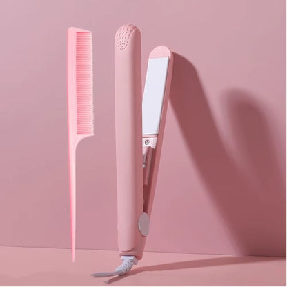 Pink Ceramic Flat Iron Hair Straightener for Smooth Finish Ceramic Floating Plates Quick Heat up Pro Salon Curler Hair Wand