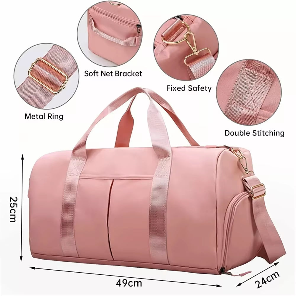 Men'S Gym Bag with Shoe Compartment and Wet Bag, Women'S Airplane Travel Duffel Bag, Sports Fitness Tote Bag for Swimming Yoga