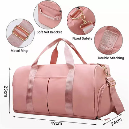 Men'S Gym Bag with Shoe Compartment and Wet Bag, Women'S Airplane Travel Duffel Bag, Sports Fitness Tote Bag for Swimming Yoga