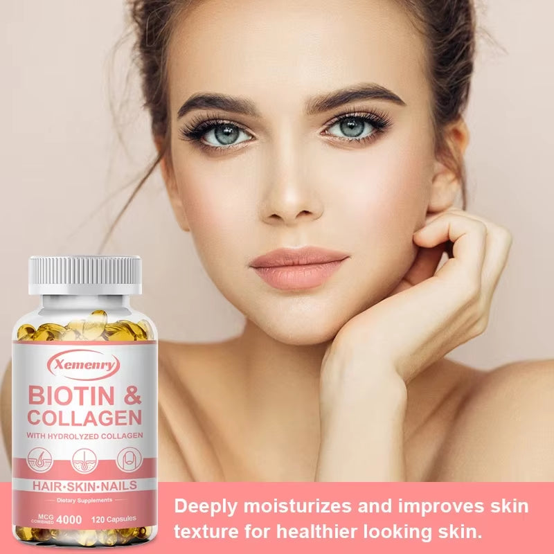 Biotin and Collagen Supplement, Vegan Capsules Non-Gmo, Gluten-Free