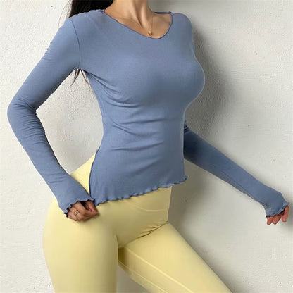 New Gym Sport Shirt Women Yoga Tops Long Sleeve Quick Dry Breathable Workout Fitness T-Shirt Gym Shirt Clothes