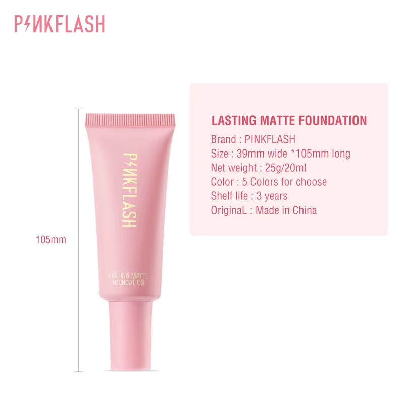 PINKFLASH Makeup Foundation Full Concealer Smooth Oil Control Matte Base Cosmetics Natural Make up Look Face Foundation
