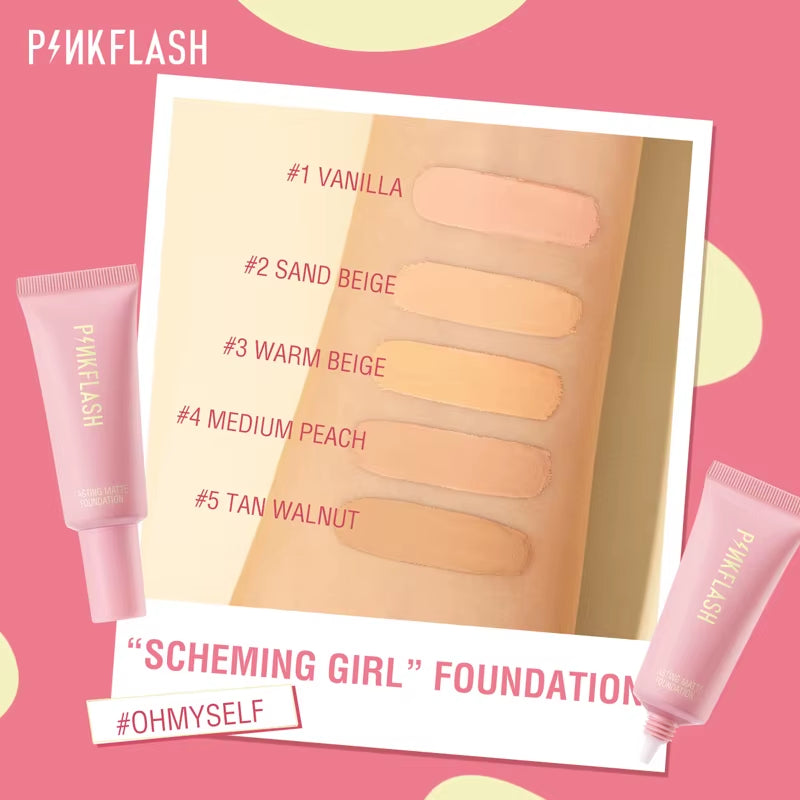 PINKFLASH Makeup Foundation Full Concealer Smooth Oil Control Matte Base Cosmetics Natural Make up Look Face Foundation