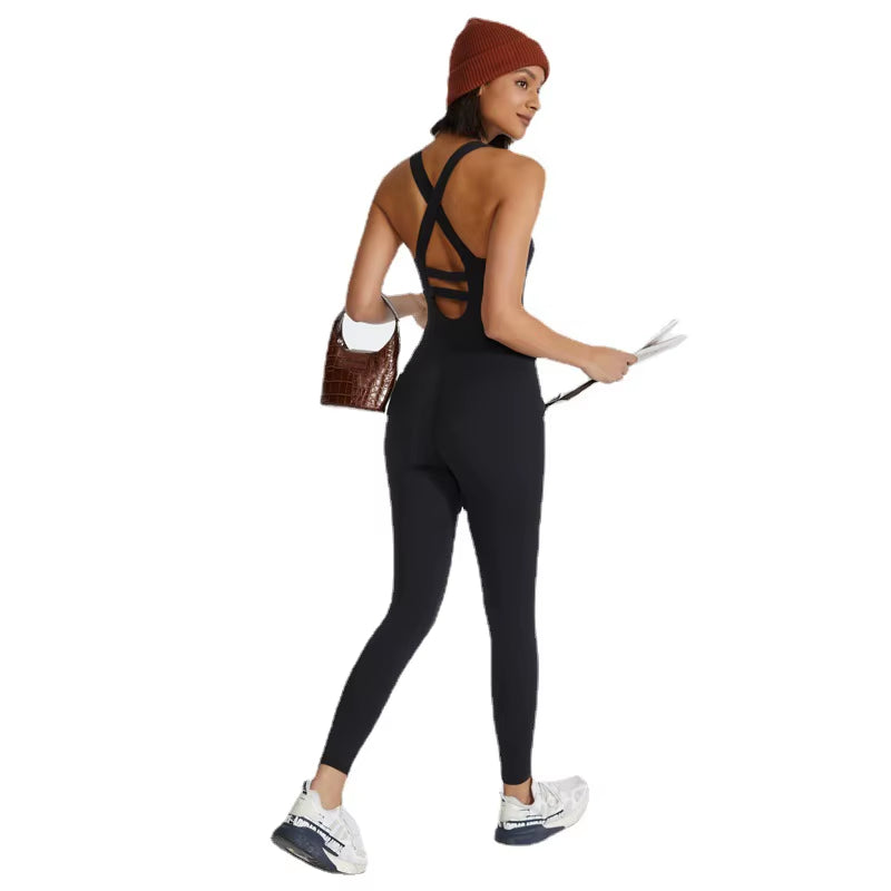 Back Strap Cross Gym Padded Jumpsuit 2023 Sport Overalls Women Yoga Workout Clothes for Women Fitness Clothing Gym Sets Outfits