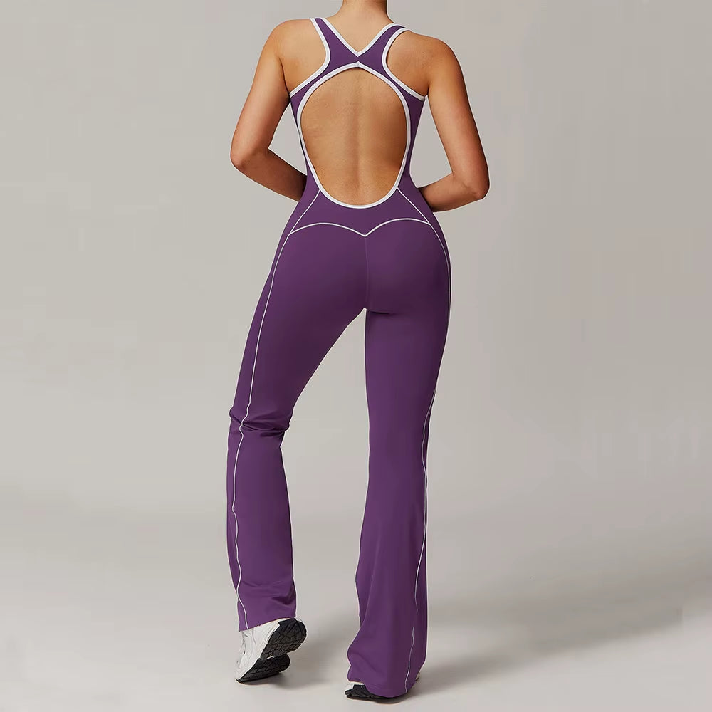 Women One-Piece Yoga Jumpsuit Gym Fitness Sports Bodysuits Workout Overalls High Elastic Cycling Bodysuit Sportswear Gym Clothes