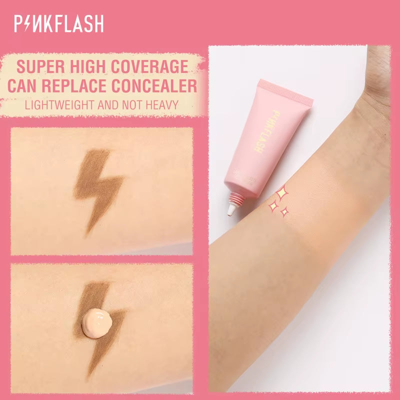 PINKFLASH Makeup Foundation Full Concealer Smooth Oil Control Matte Base Cosmetics Natural Make up Look Face Foundation