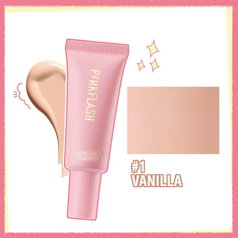 PINKFLASH Makeup Foundation Full Concealer Smooth Oil Control Matte Base Cosmetics Natural Make up Look Face Foundation