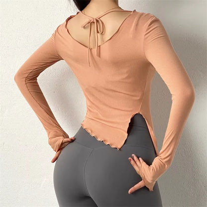 New Gym Sport Shirt Women Yoga Tops Long Sleeve Quick Dry Breathable Workout Fitness T-Shirt Gym Shirt Clothes